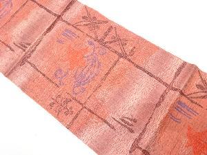 花更紗模様織り出し　名古屋帯